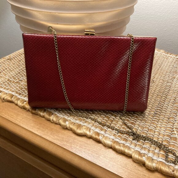 Cute Red Hardsided Clutch/Shoulder Bag - Picture 1 of 6